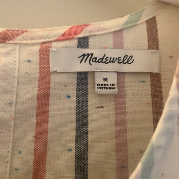 Madewell Linen Multicolor Striped Tie Boxy Top Size M Like New - Picture 5 of 5